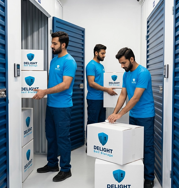 Delight Self Storage Dubai 24/7 security infrastructure with CCTV, access control, and on-site personnel
