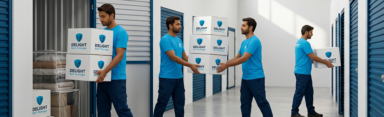 Delight Self Storage Ajman climate-controlled facility with local collection crew serving Ajman communities