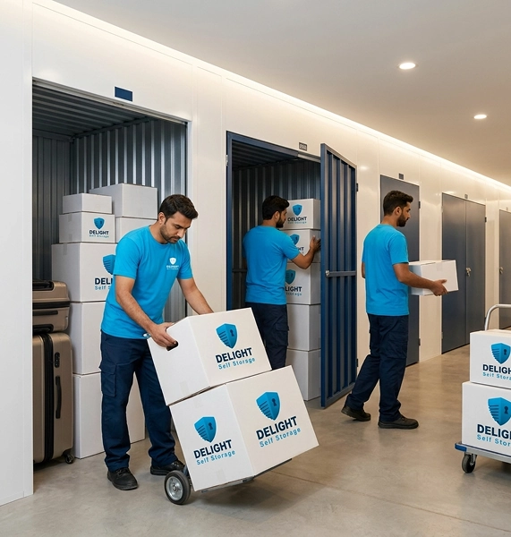 Delight Self Storage Dubai luggage storage with climate-controlled units and secure access for suitcases and travel bags