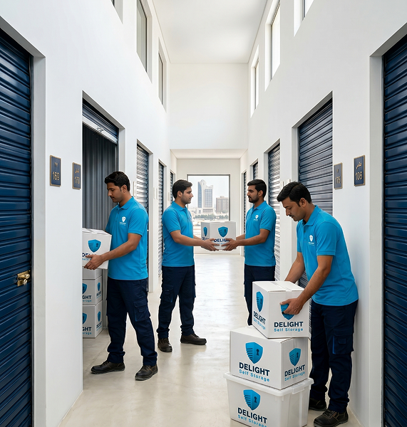 Delight Self Storage Ajman climate-controlled facility serving Al Nuaimiya, Al Rashidiya, Corniche, Downtown, Al Jurf, Al Hamidiya, and Ajman Free Zone