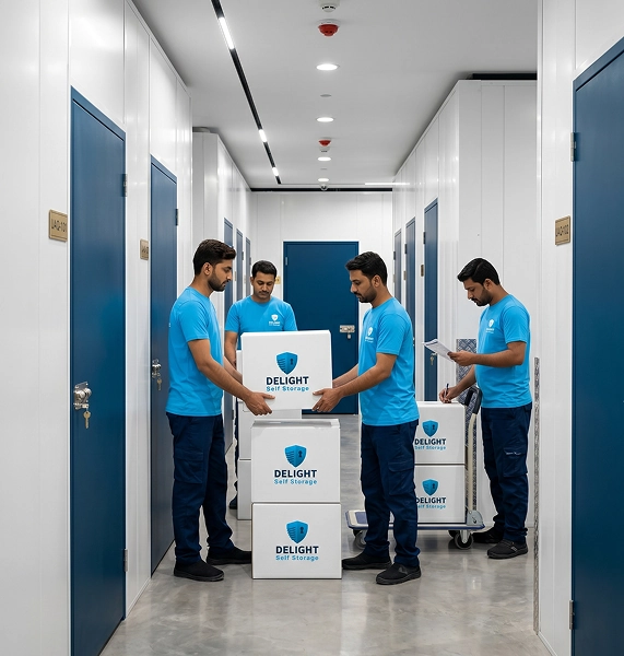 Delight Self Storage Umm Al Quwain facility with climate-controlled units and door-to-door collection