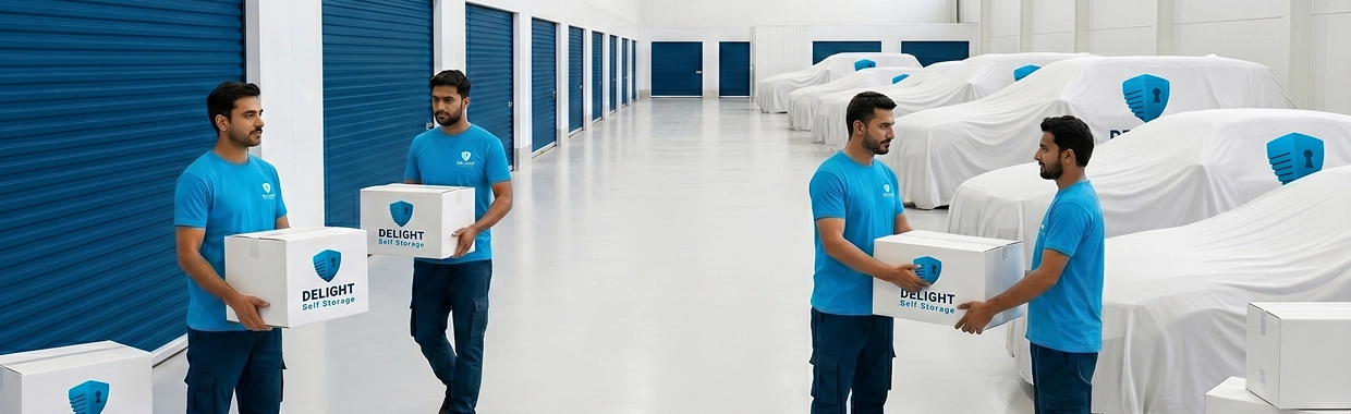 Delight Self Storage Dubai vehicle storage facility with 24/7 security and insurance coverage